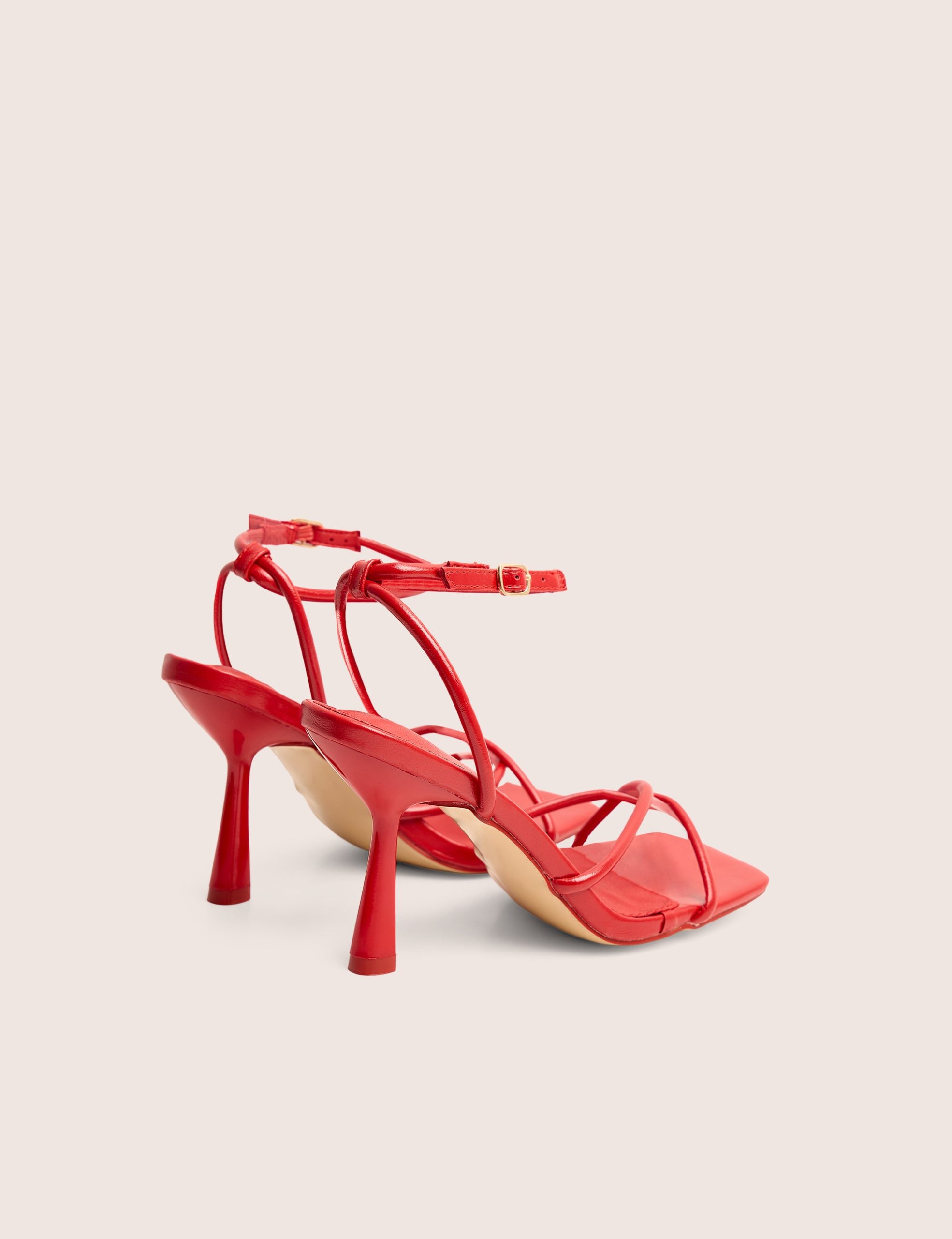 Bree Red Pu Barely There Square Toe Mid Stiletto Heels - Image 3