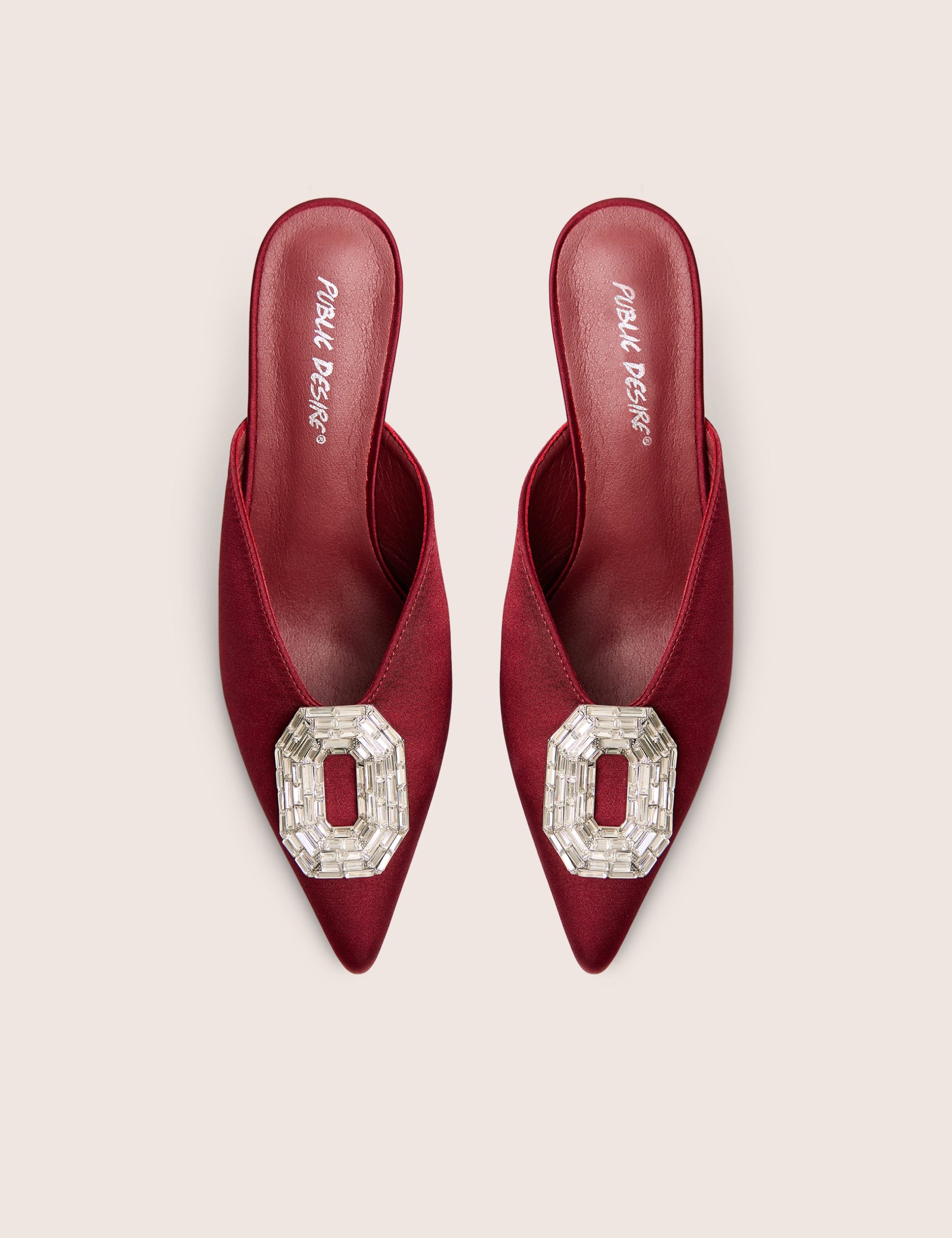 Classique Burgundy Broach Embellishment Mid Heels Mule - Image 5
