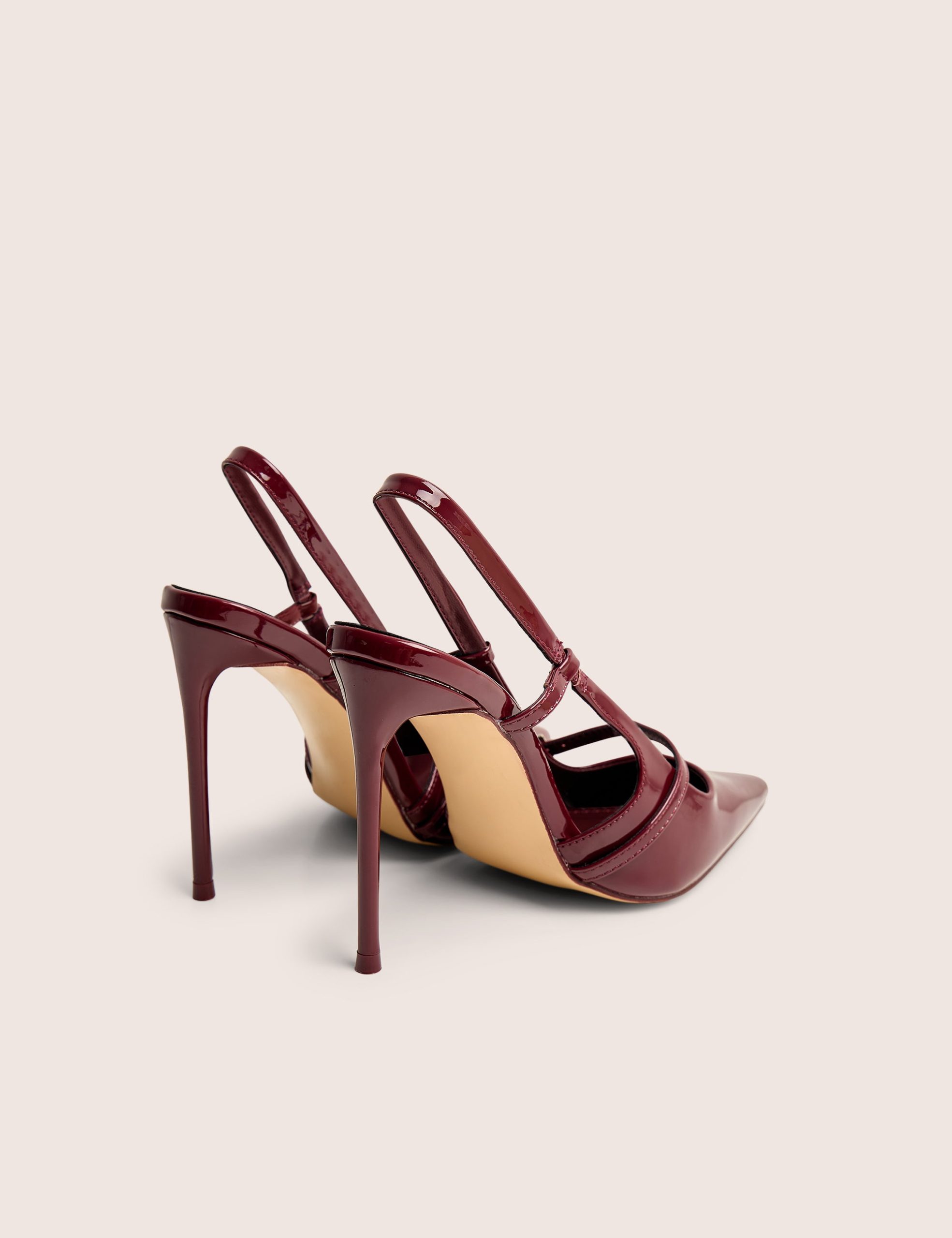Forget Me Not Burgundy Embellished Buckle Detail Sling Back Court Heels - Image 3