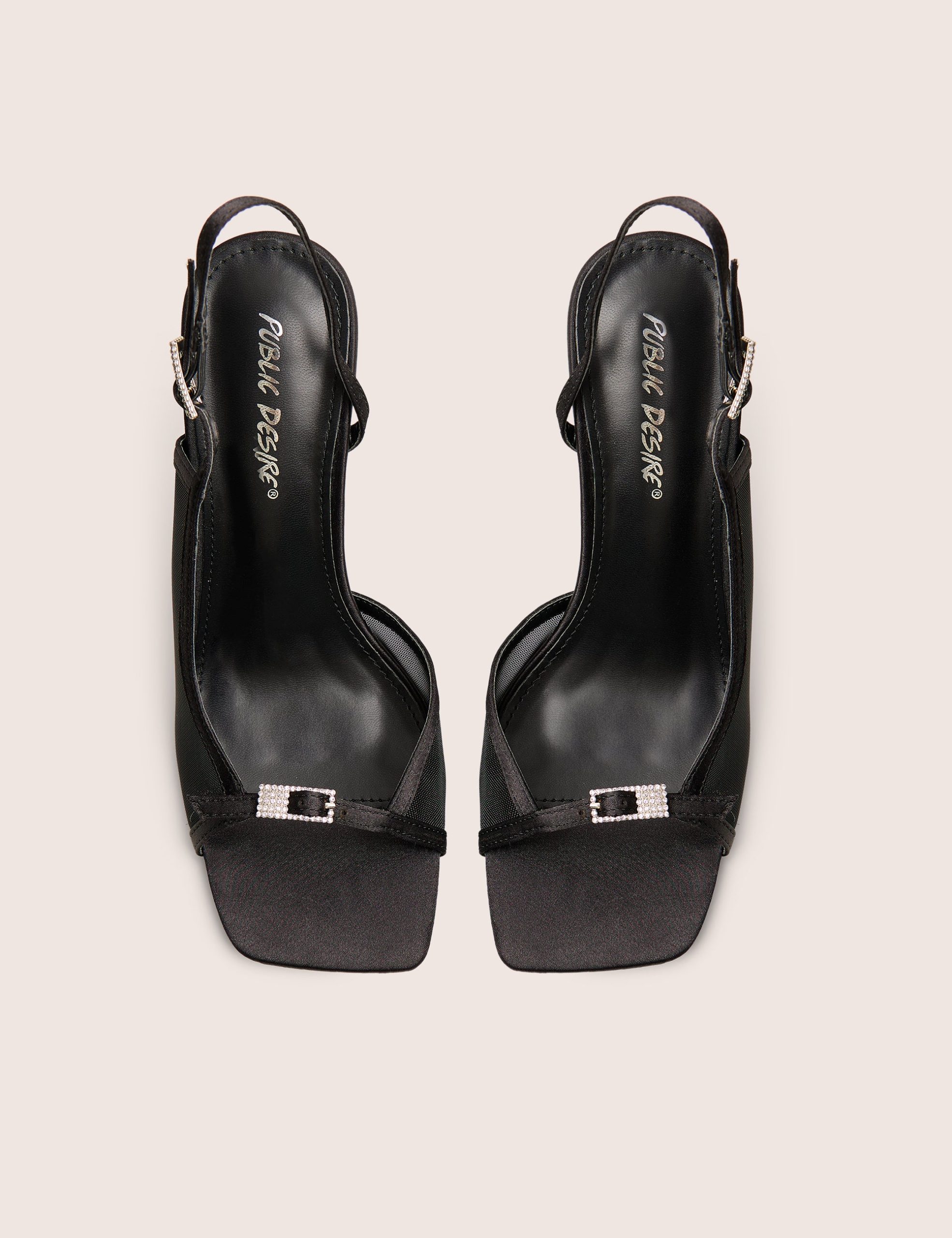 Grattitude Black Strappy Square Toe Stiletto Heels - Image 4