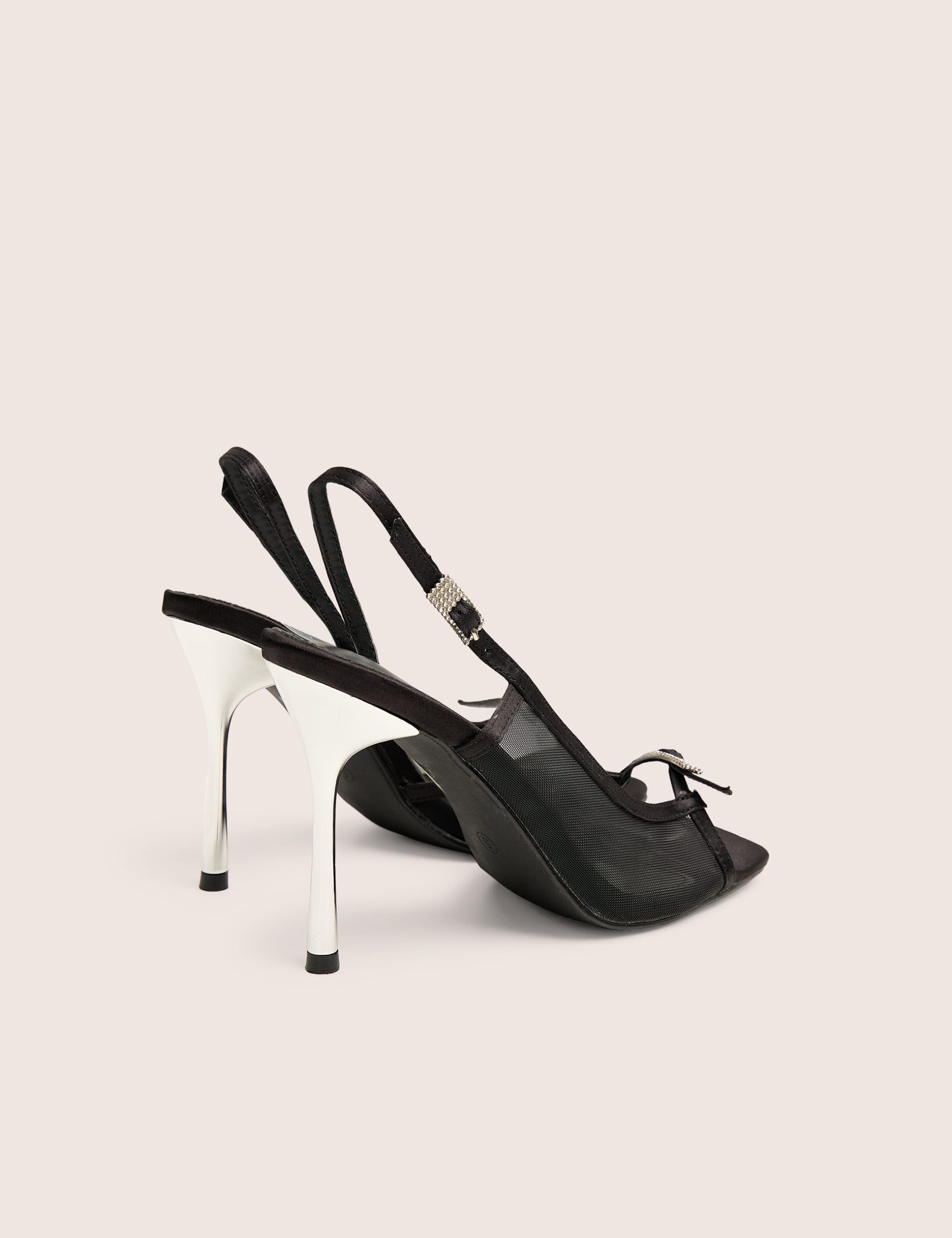 Grattitude Black Strappy Square Toe Stiletto Heels - Image 5