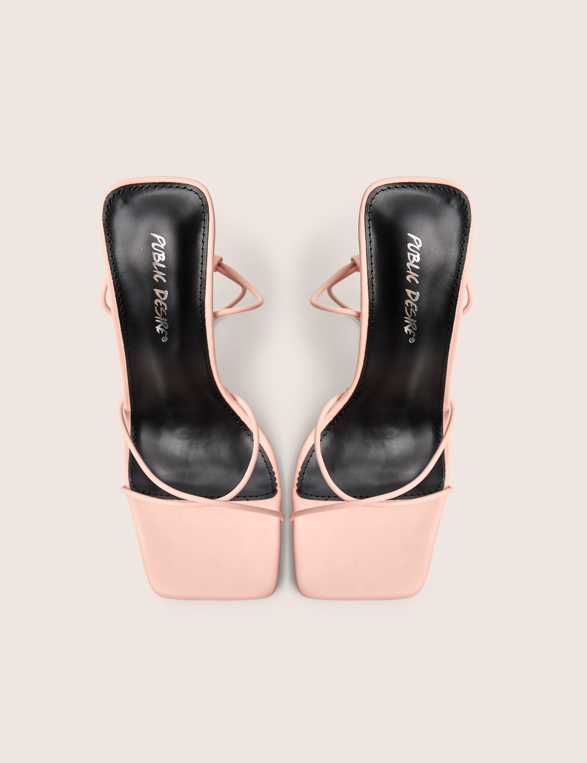 Jiggy Light Pink Pu Stiletto Square Toe Barely There Heels - Image 2