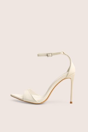Kelisa White Pu Pointed Toe Barely There Stiletto High Heels