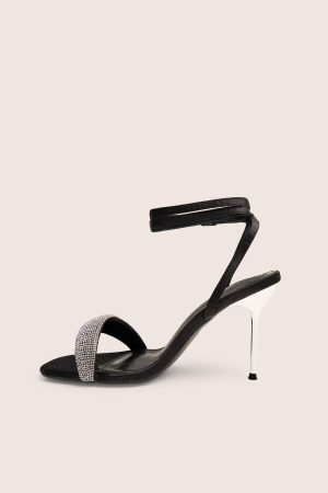 Kirsty Black Diamante Toe Detail High Heels
