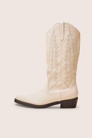 Koboi White Western Flat Cowboy Boots