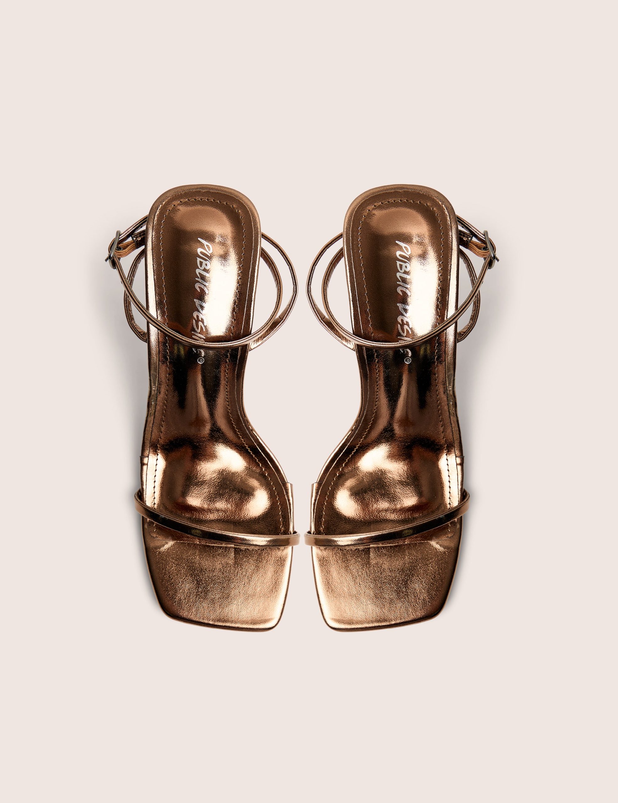 Natalya Bronze Barely There Square Toe Stiletto Mid Heels - Image 2