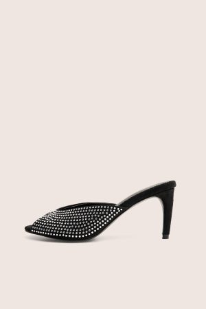 Norma Black Embellished Mule Heels