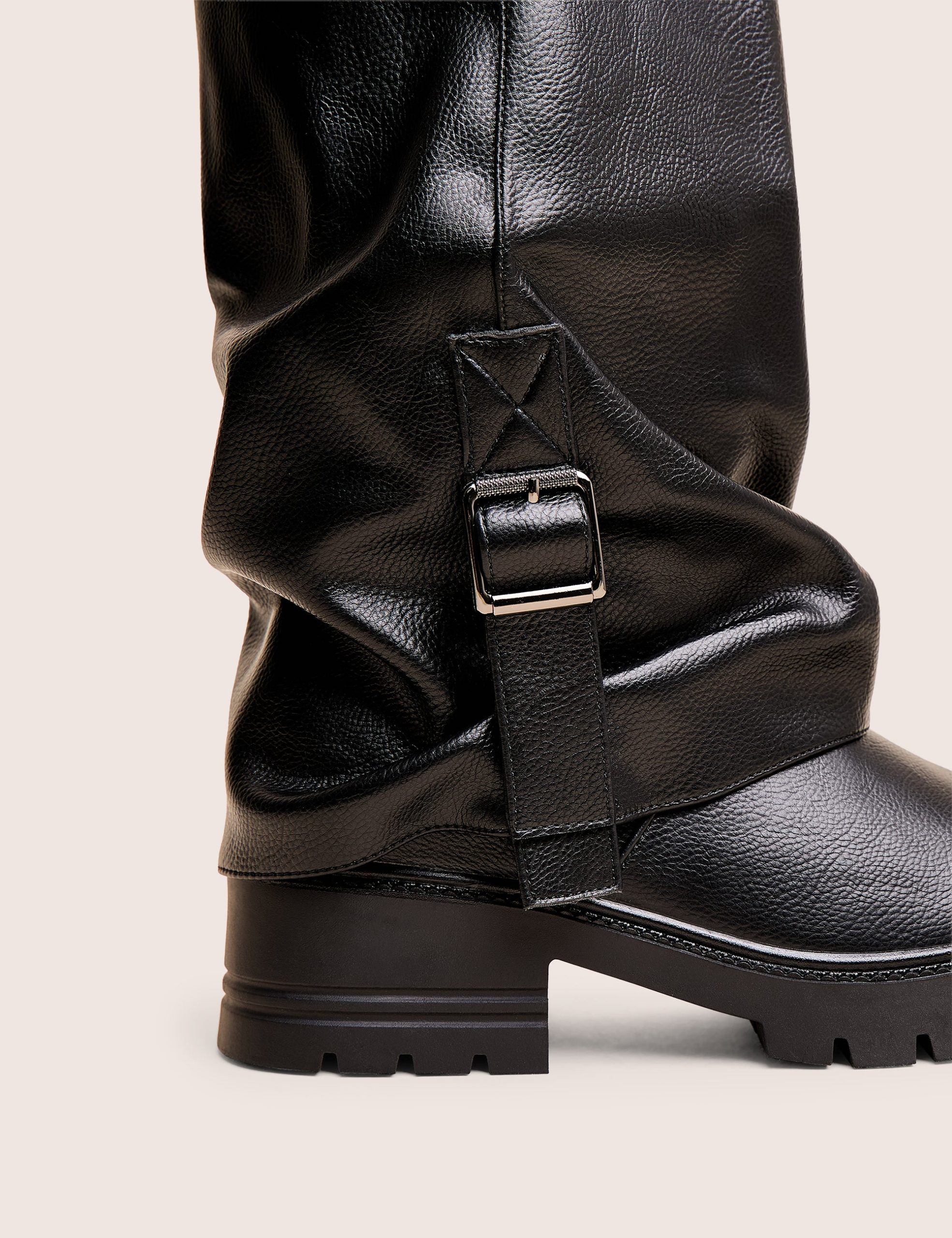 Terry Black Fold Over Buckle Detail Ankle Boots - Image 4